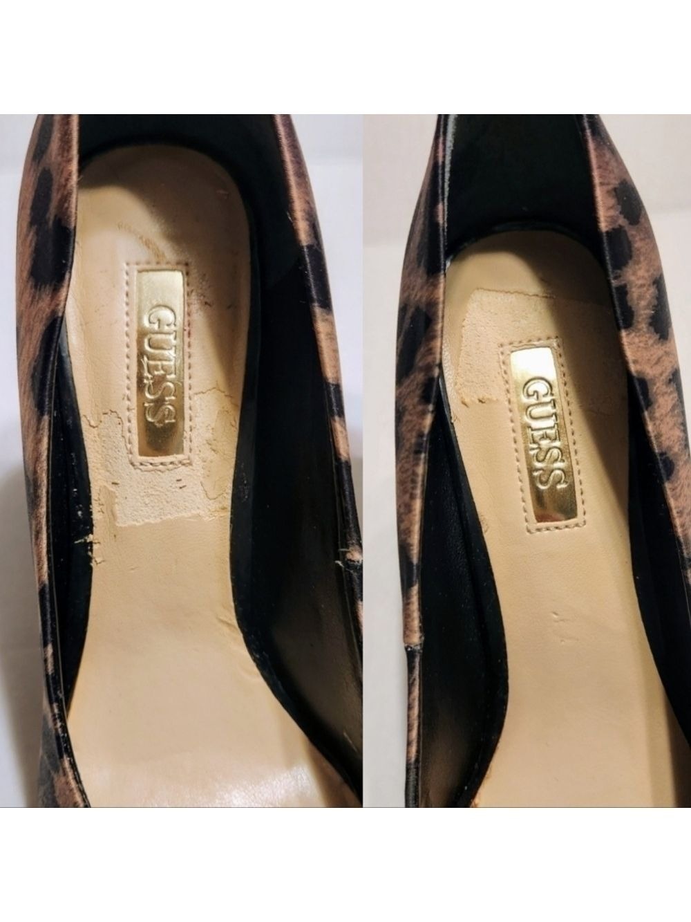 Guess Leopard Print Stiletto Heel Pumps Black Tan Size 6 Medium - Picture 10 of 12